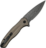 Civivi Kitefin Button Lock Damascus Drop Point Knife Four And A Quarter Inch Closed Extended Tang For EDC Enthusiasts by Civivi