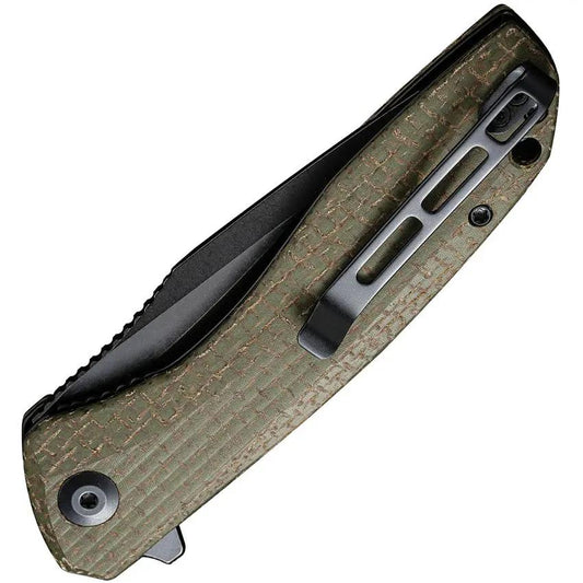 Civivi Baklash C801K Folding Knife With 9Cr18MoV Black Stonewash Blade Green Micarta Extended Tang For EDC Enthusiasts by Civivi