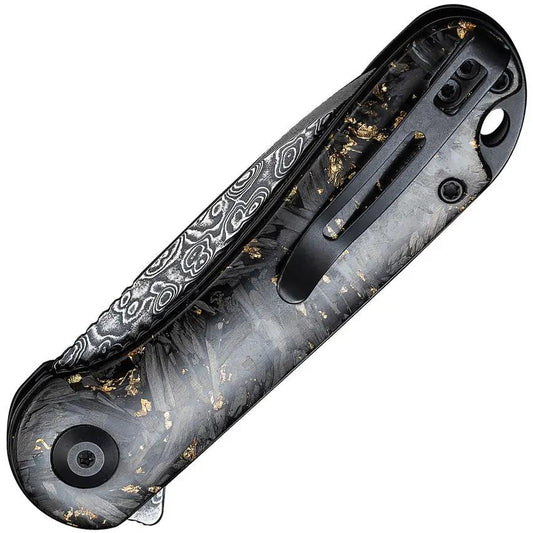 Civivi Elementum Linerlock Damascus EDC Knife With 3 Inch Blade Resin And Carbon Fiber Handle Clip by Civivi