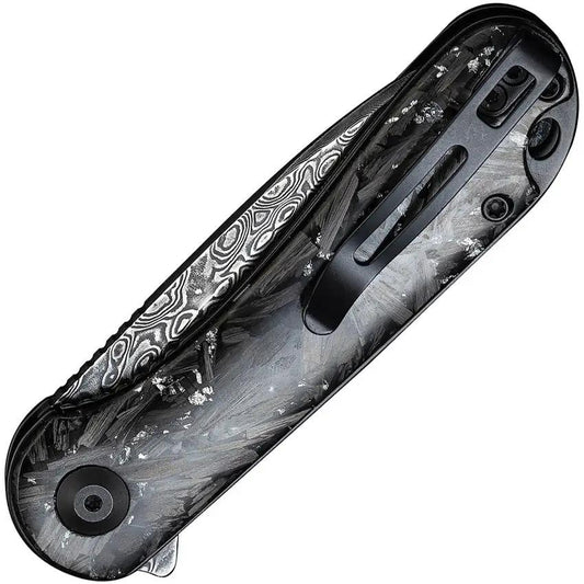 Civivi Elementum Linerlock Damascus Folding Knife For EDC Enthusiasts Premium Carbon Fiber Resin Handle by Civivi