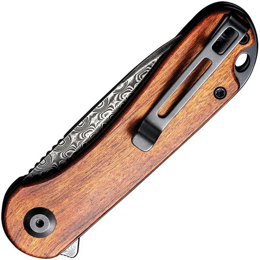 Civivi Elementum Linerlock Damascus Blade Wood Handle EDC Knife With Extended Tang Clip Lanyard For EDC Enthusiasts by Civivi