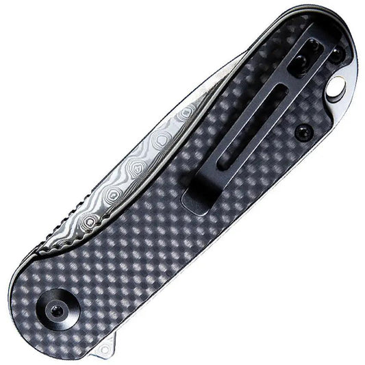 Civivi Elementum Linerlock Damascus Folding Knife For EDC Enthusiasts With 3 Inch Blade And Carbon Fiber Overlay by Civivi