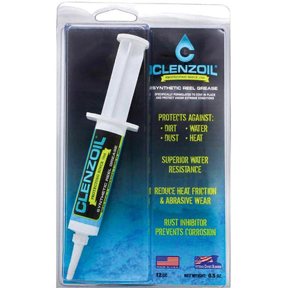 Clenzoil Synthetic Reel Grease Half Ounce Syringe Stay In Place Water Resistant Lubricant For Anglers by Clenzoil