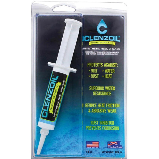 Clenzoil Synthetic Reel Grease Half Ounce Syringe Stay In Place Water Resistant Lubricant For Anglers by Clenzoil
