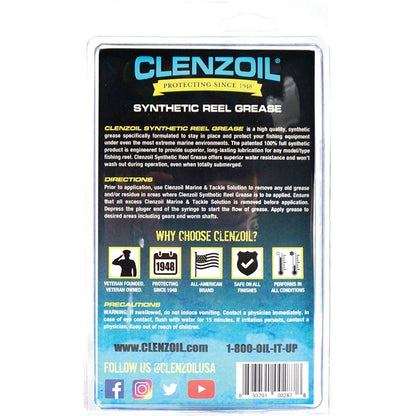 Clenzoil Synthetic Reel Grease Half Ounce Syringe Stay In Place Water Resistant Lubricant For Anglers by Clenzoil