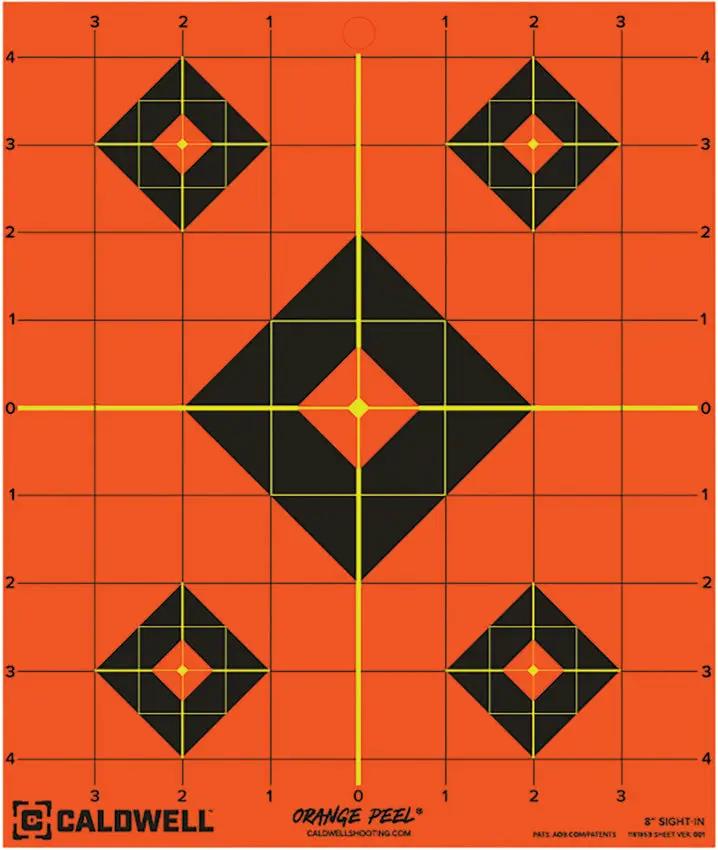 Caldwell Target 8In 5 Pack Adhesive Back Targets With Dual Color Flake Off Neon Yellow Hits White Flakes For Practice by Caldwell