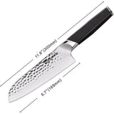 Coolhand Santoku Knife 12 Inch Overall Ebony Handle 7 Inch Hammered 440C Blade For Home Cooks And Enthusiasts by Coolhand