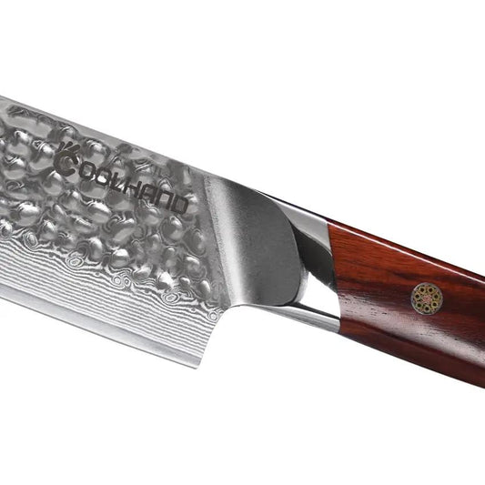 Coolhand Nakiri Knife VG10 Damascus Hammered Blade 12 Inch Overall Cocobolo Handle For Home Chefs by Coolhand
