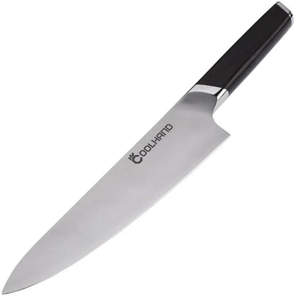 Coolhand Chef's Knife Ebony Handle 8 Inch Satin Blade 13 Inch Overall For Pro Cooks by Coolhand