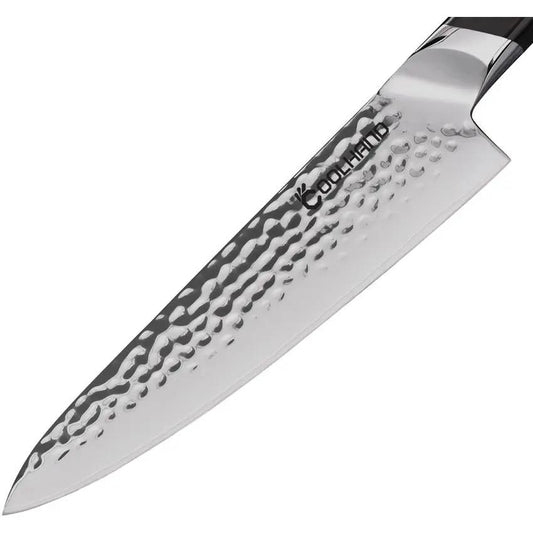 Coolhand Ebony Handle Chef Knife 8 Inch Blade Hammered 440C Stainless Premium For Professional Cooks by Coolhand