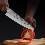 Coolhand Ebony Handle Chef Knife 8 Inch Blade Hammered 440C Stainless Premium For Professional Cooks by Coolhand
