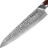 Coolhand Damascus Chef Knife Hammered 9.5 Inch Blade Cocobolo Wood Handle For Professionals by Coolhand