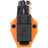 Clip And Carry Leatherman MUT Sheath Orange Carbon Fiber Pattern Kydex With Adjustable Retention For Tactical Use by Clip & Carry