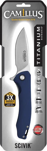 Camillus Scivik Linerlock Blue EDC Knife with 3.25in Drop Point Blade for Outdoor Enthusiasts by Camillus