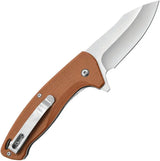 Camillus Arvo Linerlock Knife With Assisted Opening Titanium Coated 420 Blade Tan Canvas Micarta Handle EDC by Camillus