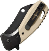 Camillus Chonk Linerlock Assisted Opening Knife CAM19602 EDC Ready 4in Closed 2.75in Black Titanium Blade Tan G10 by Camillus