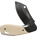 Camillus Chonk Linerlock Assisted Opening Knife CAM19602 EDC Ready 4in Closed 2.75in Black Titanium Blade Tan G10 by Camillus
