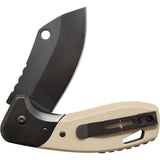 Camillus Chonk Linerlock Assisted Opening Knife CAM19602 EDC Ready 4in Closed 2.75in Black Titanium Blade Tan G10 by Camillus