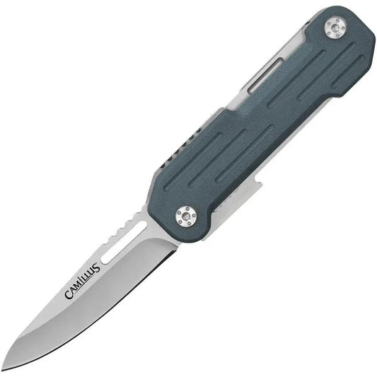 Camillus Pocket Block Multi Tool Slate 19658 For Outdoor EDC With Titanium Bonded 2.5 Inch Blade And Bottle Opener by Camillus