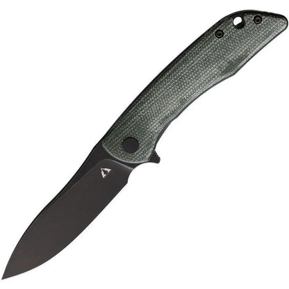 CMB Made Blaze Linerlock Knife With Green Micarta Handle And D2 Blade Extended Tang Pocket Clip Lanyard Hole by CMB Made Knives