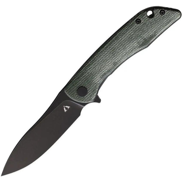 CMB Made Blaze Linerlock Knife With Green Micarta Handle And D2 Blade Extended Tang Pocket Clip Lanyard Hole by CMB Made Knives
