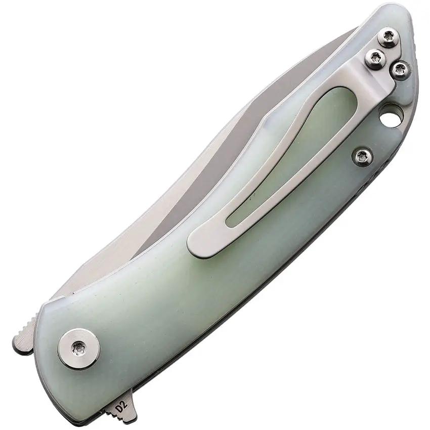 CMB Made Knives Blaze Linerlock Jade G10 Rugged EDC Knife With 3in Satin D2 Blade And Extended Tang Pocket Clip by CMB Made Knives