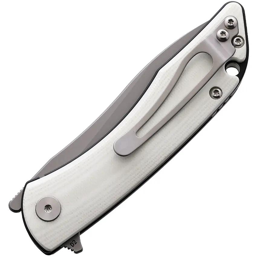 CMB Made Knives Blaze Linerlock Knife With White G10 Handle And D2 Satin Blade For EDC Enthusiasts by CMB Made Knives