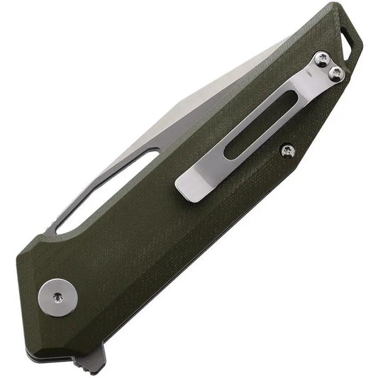 CMB Made Knives Lurker Linerlock EDC Knife Premium Green G10 With D2 Satin Blade Extended Tang Pocket Clip by CMB Made Knives