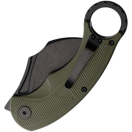 CMB Made Knives Falcon Karambit Knife Linerlock Green G10 2.75in AUS10A EDC Knife With Finger Ring by CMB Made Knives