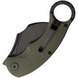 CMB Made Knives Falcon Karambit Knife Linerlock Green G10 2.75in AUS10A EDC Knife With Finger Ring by CMB Made Knives