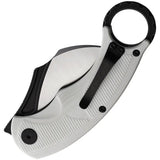 CMB Made Knives Premium Falcon Karambit Linerlock EDC White G10 Handle AUS10A Finger Ring Pocket Clip by CMB Made Knives