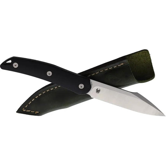 CMB Made Knives Kisame Fixed Blade Knife Full Tang Satin 14C28N Sandvik Blade G10 Handle Leather Sheath For Outdoors by CMB Made Knives