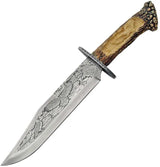 Bowie Knife With Eagle Display Stand 15.25in Overall Blade Imitation Stag Handle Collectors Edition by China Made