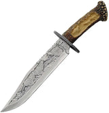 Bowie Knife Wolf 211165-WF With Display Stand, 9.25in Stainless Blade, Imitation Stag Handle, Collectors Edition by China Made