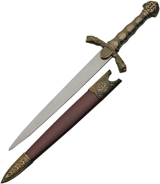 China Made Renaissance Dagger Replica 15.5in Overall Brass Handle Brass Guard Boxed For Collectors by China Made