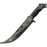 Wolf Pack Dagger 211471 WSL Satin Stainless Blade 7.38in Wolf Pommel Black Pewter Handle Scabbard Collector Knife by China Made