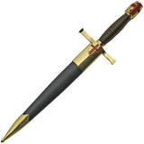 Gold Crusader Dagger Replica 14.5Inch Satin Unsharpened Blade With Wrapped Handle And Black Scabbard For Collectors by China Made