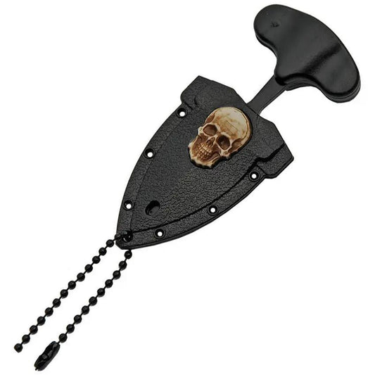 Rite Edge Skull Push Dagger 211502 - 3.25 Inch Black Double Edge Blade With Black Synthetic Handle And Neck Sheath by Rite Edge