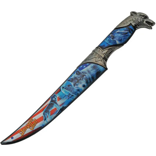 Rite Edge American Wolf Dagger - 13.25 Inch Overall, Satin 8 Inch Blade, 420 Stainless, Wolf Pommel And Artwork by Rite Edge