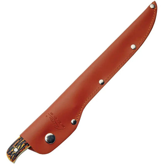 Rite Edge Fillet Knife Imitation Stag - Satin Stainless Blade, Full Tang, Brass Bolsters, Leather Sheath by Rite Edge