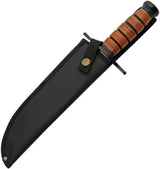 Bowie Knife 14 Inch American Flag Blade Artwork With Stacked Leather Handle And Display Stand For Collectors by China Made