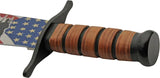 Bowie Knife 14 Inch American Flag Blade Artwork With Stacked Leather Handle And Display Stand For Collectors by China Made