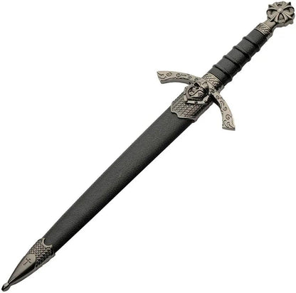 Skull Warrior Dagger Satin 8 Inch 420 Stainless Blade Black ABS Handle Scabbard For Collectors by China Made