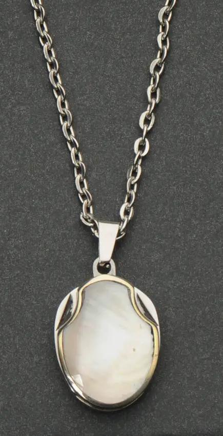 Rite Edge White Shell Blade Necklace - Two Stainless Blades with 25 Inch Silver Finish Chain by Rite Edge