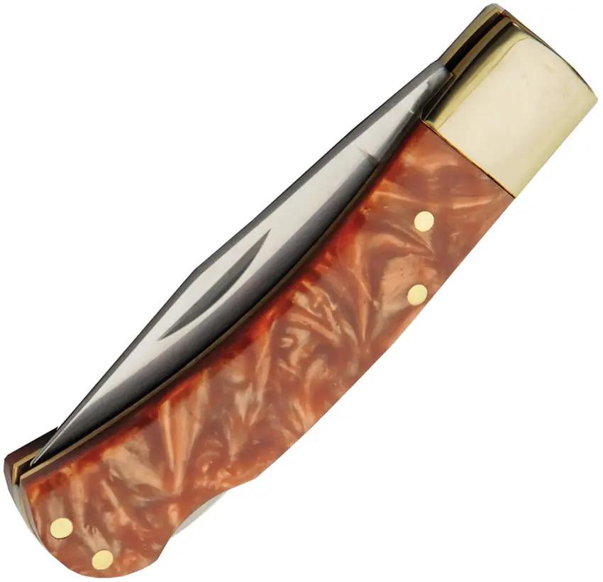 Redclay Lockback Knife For Outdoor Enthusiasts 3 Inch Closed 2 Inch Satin 3Cr13 Blade Orange Resin Handle by China Made