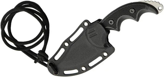 Rite Edge Combat Neck Knife - Satin Clip Point Blade, 5.75 Inch Overall, Full Tang Black Nylon Handle, Neck Sheath by Rite Edge