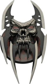 Rite Edge Vampire Fang With Plaque - Four Two-Tone Stainless Blades On Brown Wooden Wall Plaque by Rite Edge
