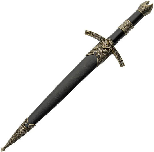 Pope Dagger 211618 Satin Blade 12 Inch Overall Length With Black And Gold Zinc Handle Boxed For Collectors by China Made