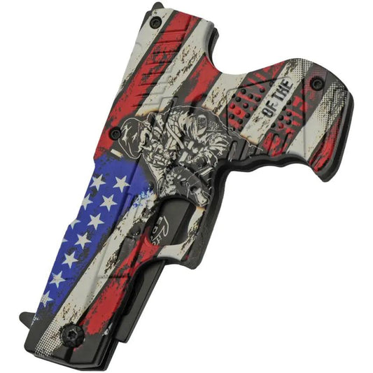 Rite Edge Gun Linerlock Freedom 300227-LF - Assisted Opening Knife With Black Stainless Blade by Rite Edge