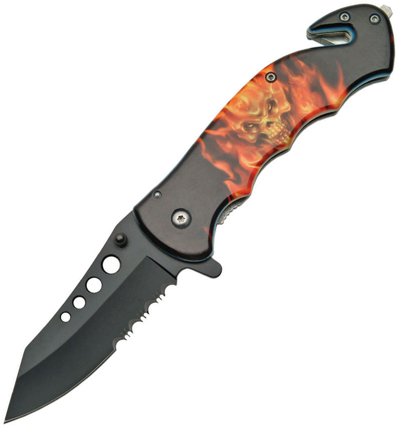 Rite Edge Flaming Skull Linerlock A/O 300261